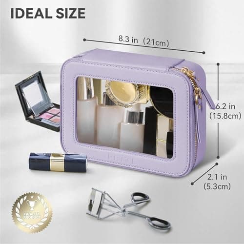 Prite Clear Makeup Bag Cosmetic Case Travel Toiletry Bag, Purple, Standard — view 3