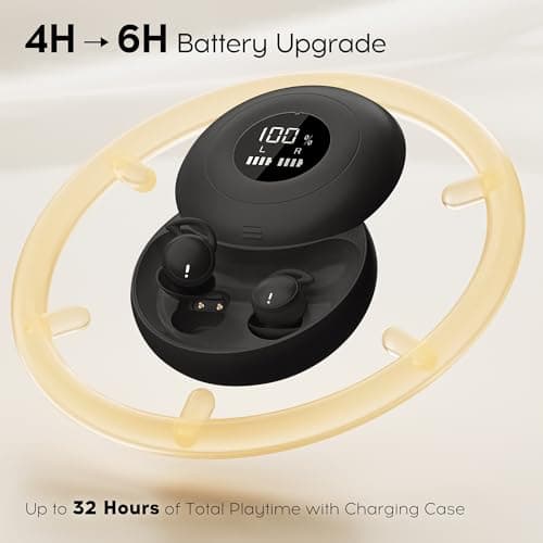 sunvito Sleep Earbuds Bluetooth 6.0 for Side Sleepers, LED Screen, Black — view 6