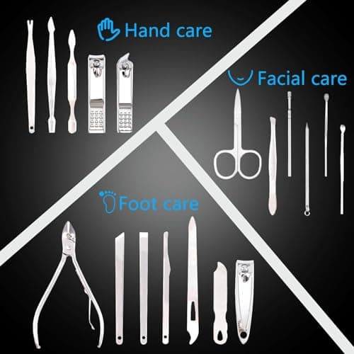 19 Pcs Manicure Pedicure Set, Nail Clippers Kit, Portable Grooming Case — view 4