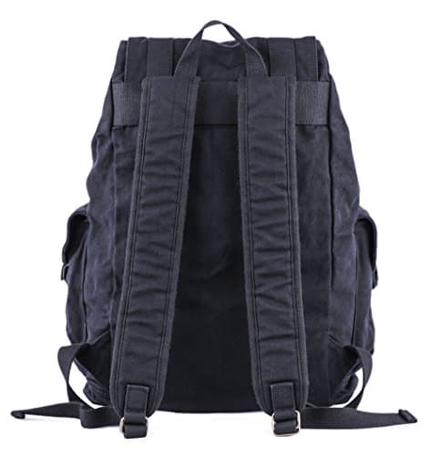 GOOTIUM Canvas Backpack - Vintage Outdoor Rucksack Travel Day Pack, Black — view 5