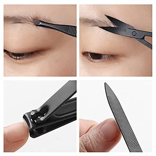 YIUIRUOI Professional Stainless Steel Manicure Pedicure Set - Set of 4 Nail Clipper Tools in Portable Leather Case for Home and Travel. — view 6