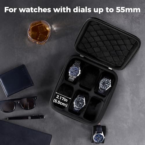 ProCase 6-Slot Travel Watch Case for Men, Hard Shell Storage Box -Black — view 3