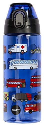Fringoo 600ml Kids Water Bottle - Leakproof, Straw & Lock Lid - 14 Designs