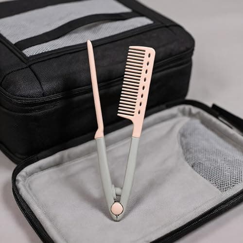 Heat-resistant V Hair Styling Comb, v shaped Hair Straightening Comb For Flat Iron, Professional Smoothing Grooming Brush For Home Travel Road Trip Vacation Dating Commuting — view 6