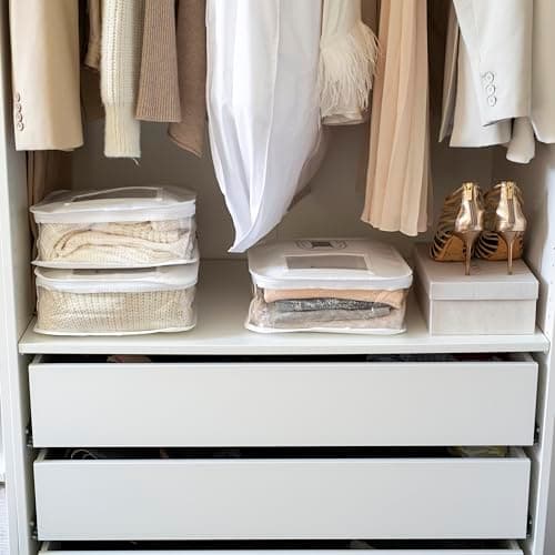Total Wardrobe Care Knitwear Storage Bag 35x30x10cm - Breathable Moth Proof Jumper & Sweater Storage, Stackable Zipped Clothes Organiser with Clear Panel — view 3