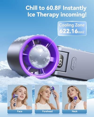 Fanseesy Portable Handheld Turbo Fan with Ice Cooler, 199 Speed Personal Fan,5500mAh Rechargeable,20H Cooling Time,20000 RPM Powerful Silent Motor, Summer Essential for Travel/Outdoor/Office,Grey — view 3