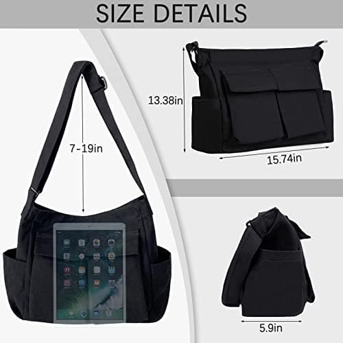 DKIIL NOIYB Canvas Messenger Bag Crossbody Purse for Women Men Large Satchel Shoulder Bag Hobo Purse with Adjustable Strap for Travel Daily Use — view 6