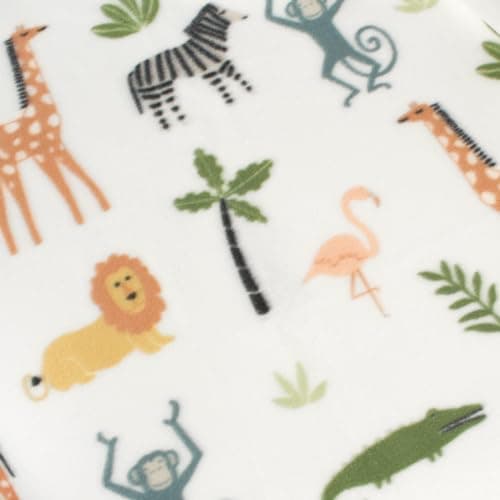 OHS Kids Fleece Blanket Safari Animals, Throw Blanket Super Soft Decorative Bed Throw Sofa Blanket Comfy Fleece Throw Thermal Blanket, White 120x150cm — view 2