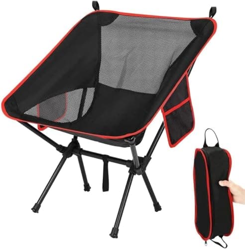 Nestling Ultralight Folding Camping Chair - Compact, Portable (Red)