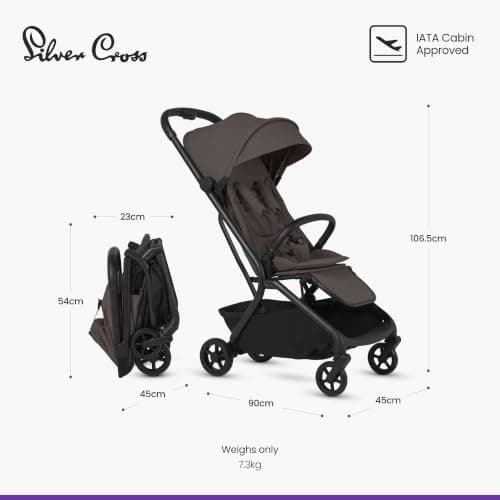 Silver Cross Nia Compact Travel Stroller, Birth to 22kg, Chocolate — view 6