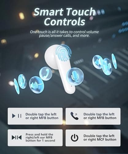 Wireless Earbuds 2026 Sport Bluetooth Headphones Stereo Earphones with ENC Mic Wireless Earphones In Ear Earbuds with Dual LED Display, 48H Playtime, Running Headphones IP7 Waterproof, Ceramic White — view 6