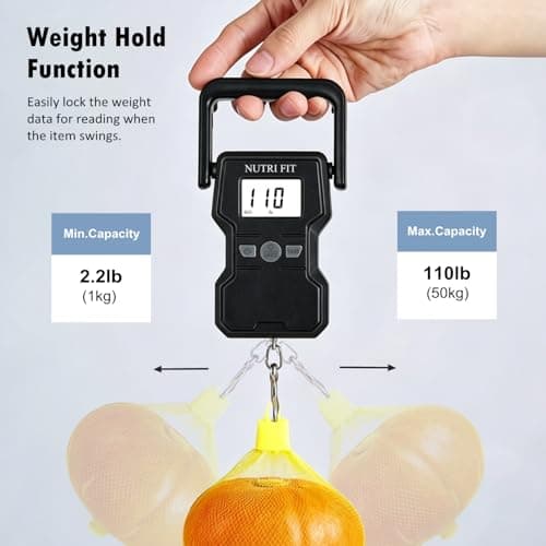 NUTRI FIT Digital Luggage Scale with Hook and Measuring Tape, Gun Grey — view 3