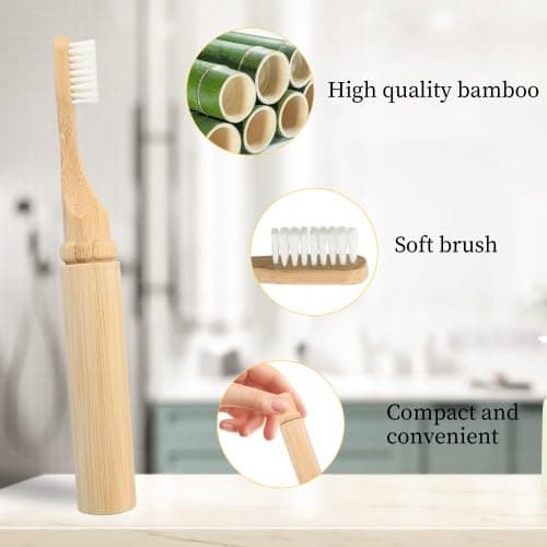 Bamboo Toothbrush Travel Set, Toothbrushes for Adults & Kids, with Travel Case for Daily Use and Trips — view 3