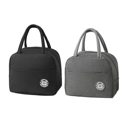 OYUUJII 2 Pcs Foldable Insulated Lunch Bag with Insulated Aluminum Foil