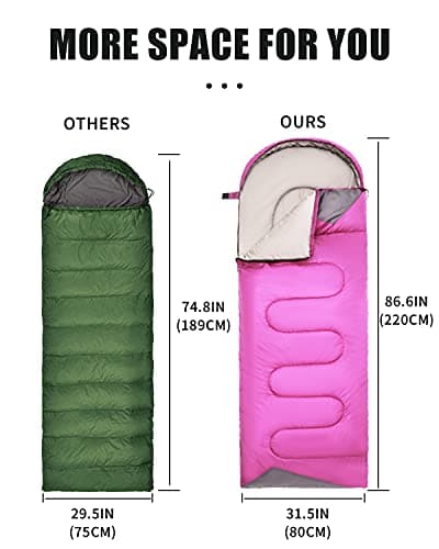 Sleeping Bags for Adults Backpacking Lightweight Waterproof- Cold Weather Sleeping Bag for Girls Boys Mens for Warm Camping Hiking Outdoor Travel Hunting with Compression Bags — view 3