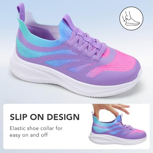Kids Slip on Trainers Girls School Shoes, Purple, Size 1 — view 3