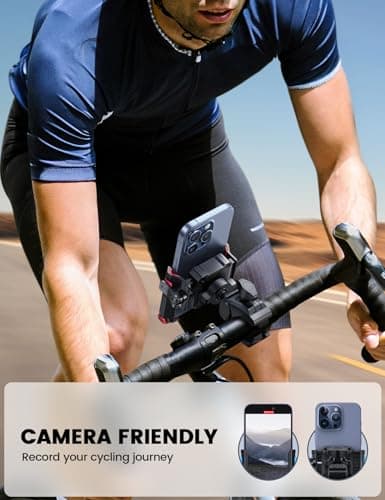 Lamicall Motorcycle Bike Phone Holder - 【1s Quick Release】 Universal Motorbike Phone Mount, Bicycle Handlebar Clamp for iPhone 17 16 15 14 Pro Max Plus Air Mini, Samsung S25 Ultra, All Phones - Red — view 2