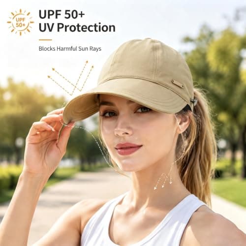 2-Pack UPF 50+Womens Sun Hat UV Protection Hiking Fishing Hats Wide Brim Hat Adjustable Ponytail Packable Sun Cap — view 2