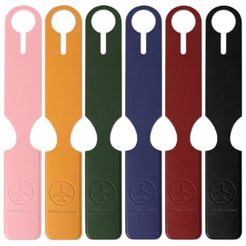lohey 6 Pack Luggage Tags for Suitcases - Durable Double-Sided PU Leather Luggage Labels for Backpacks, Handbags, Cruise & Suitcases, Travel Accessories