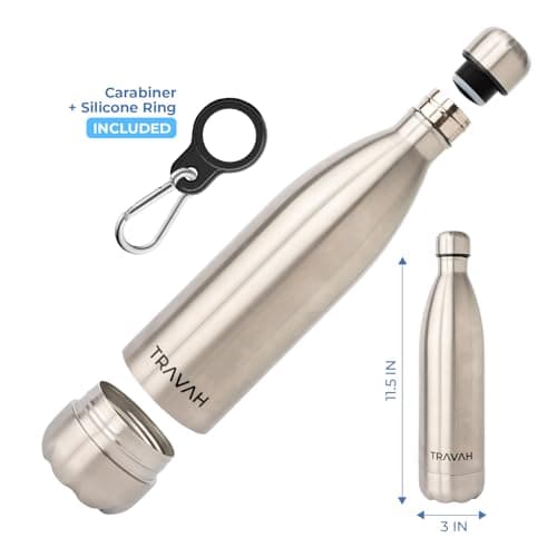 Travah Travel Water Bottle Stainless Steel with Storage for Cash, Keys, Valuables Insulated Bottle for Men and Women Hot and Cold Water Bottle Leak-Proof (Silver) — view 2
