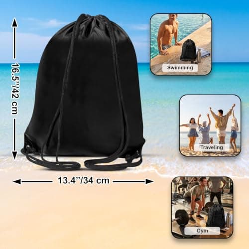 WESTWOOD FOX Drawstring Gym Bag String Bags Gym Sack Backpack PE Bags for Women Men Trainer Swimming Bag Travel Beach School Holidays Suitable for Sports,kids,Boys,Girls (Jet Black, 1 pc) — view 4