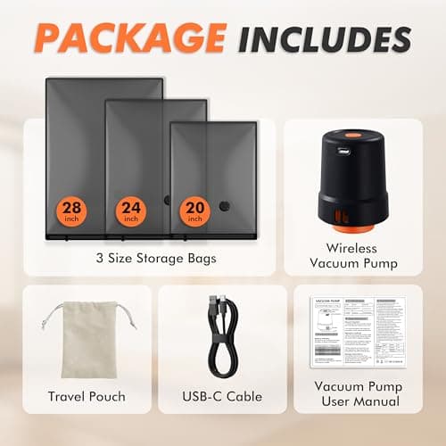 GONGSHI Vacuum Seal Bags for Clothing Travel & Home Storage, Travel Vacuum Bags with Pump,Space Saver for Blankets, Comforters, Pillows, Clothes,18 Combo — view 5