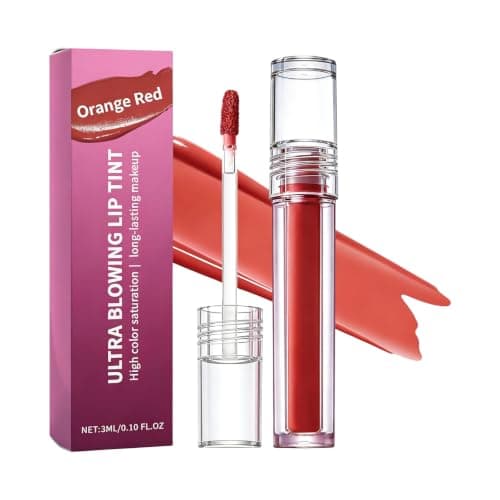 Doe Foot Lip Color Warm Red Finish ZEPHOCO Glossy Liquid, O red — view 4