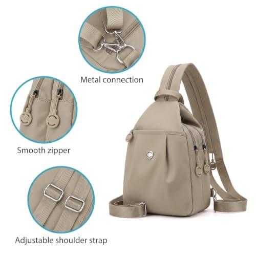 Anti Theft Backpack - Waterproof 2-Way Commuter Bag with Large Capacity Oxford Convertible Shoulder Tote - Stylish Multi-compartment Travel Handbag for Work Fitness Shopping,Khaki (30x21x14cm) — view 2
