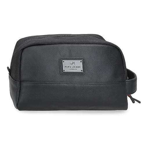 Pepe Jeans Egham Adaptable Toiletry Bag Black 25 x 15 x 12 cm Polyester, Black/White, One Size, Adaptable Toiletry Bag