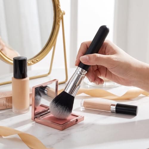 Foundation Brush Flat Top Kabuki, Liquid Makeup Blender Brush for Flawless Finish, Professional Synthetic Fibre Brush for Cream, Powder & Concealer, Travel-Size Makeup Tool — view 6