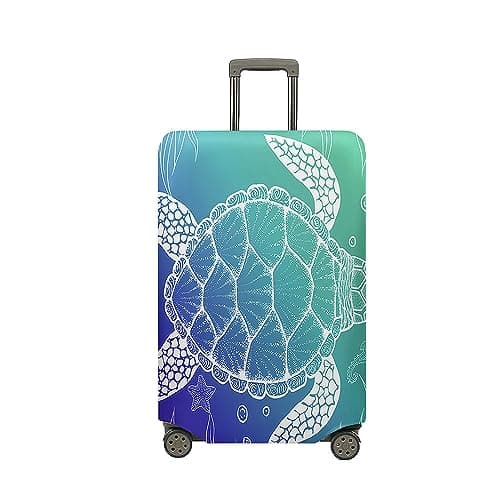 Chickwin Elastic Suitcase Cover, Turtle Print Travel Suitcase Covers 18-32 Inch Protectors Washable Anti-Scratch Trolley Case Luggage Protective (Cyan Turquoise,XL)