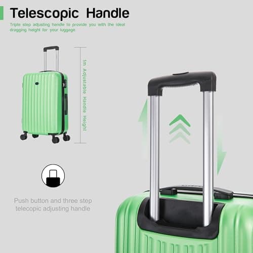Aerostar 20” Lightweight Small Hard Suitcase Cabin Hand Luggage 4 Spinner Wheels Carry On 55x35x20 | Accepted on All Airlines easyjet, RyanAir, British Airways, Emirates & More (Green, 35 Litre) — view 4