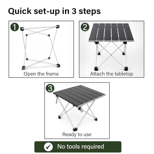 Vivo Technologies Lightweight Portable Camping Table,Outdoor Folding Table Compact Roll Up Tables Easy to Carry and Clean,Tent Table for Camping, Picnic, Hiking, BBQ Home Use 40x35x29cm (Small) — view 6