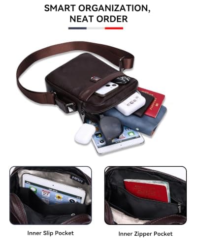 Leathario Mens Shoulder Bag, Genuine Leather Man Bags for Men, — view 5