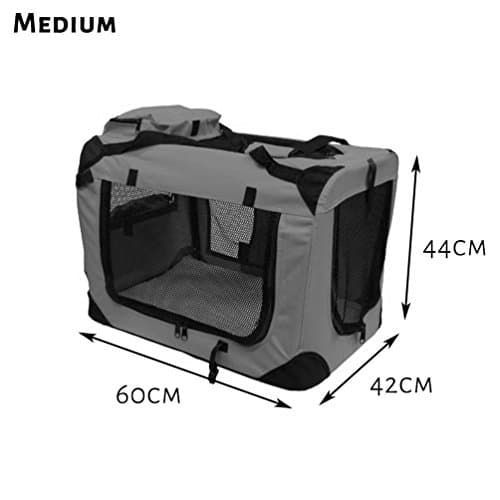 Petbarn Portable Soft Fabric Pet Carrier Folding Dog Cat Puppy Travel Transport Bag (Medium, Grey) — view 5