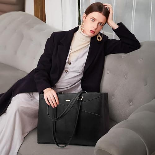 LOVEVOOK Laptop Bags for Women Tote Bag 15.6 Inch, Ladies Handbags Work Bag — view 2