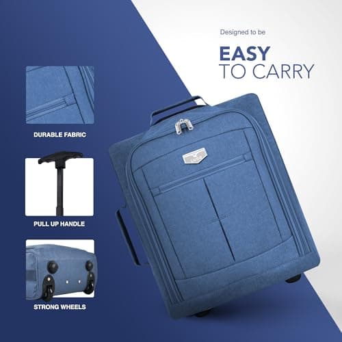 LUGG Cabin Size Lightweight Luggage - Durable 600D Polyester Snowflake Push Up Trolley - Solid Wheels - Easyjet, Ryanair, British Airways - Airway Locker (56x45x25cm) — view 5