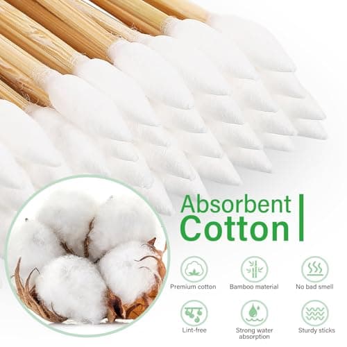 Gatuida 500pcs Cotton Swabs Pointed Applicator Multipurpose Use for Keyboards and Earphones High Accuracy Bamboo Stick Travel Pack for Makeup and Cleaning — view 6