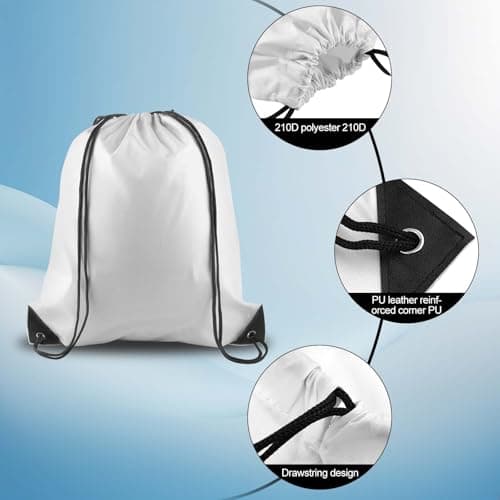 PLULON White Drawstring Bags Drawstring Backpack Bulk, String Backpack Cinch Sack Sport Gym Bags for Yoga Traveling Outdoor Sports — view 3