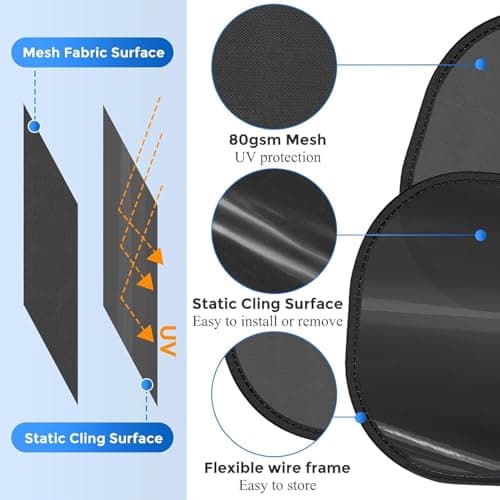SSKHE Car Sun Shade for Side Windows With UV Protection - 5 Pack Window Shades for Baby Pets, Blocking Harmful UV Rays and Heat, 44 x 36CM, 100 x 50CM — view 4