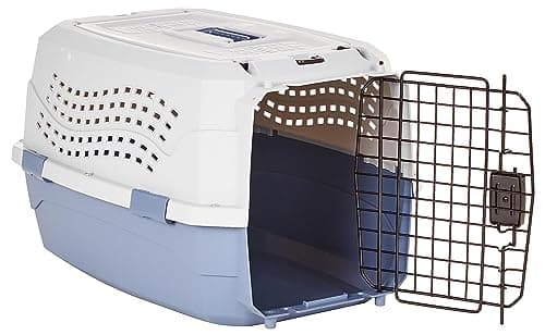 Amazon Basics Hard-Sided Cat Carrier, Two-Door Top-Load Pet Dog/Cat Travel Box Carrier, Blue, 58 L x 38 W x 33 H cm — view 5