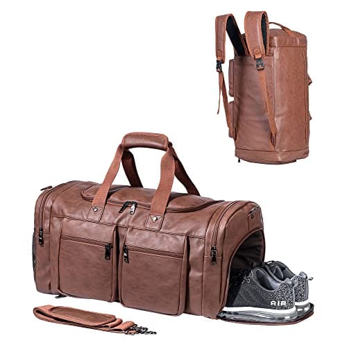 Duffel Backpack with Shoe Pouch, Waterproof Sports Duffel Gym Backpack Overnight Carry On Weekender Bag for Men Women