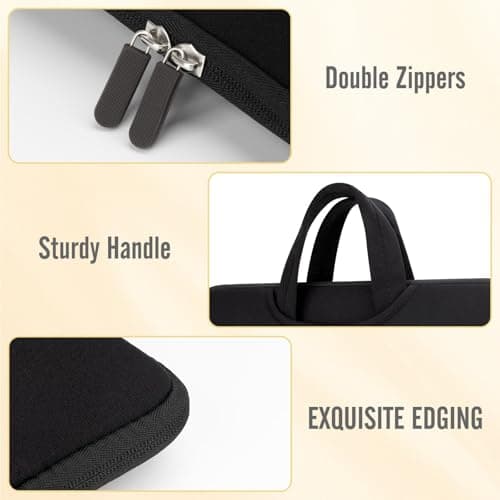 Songbala 13-14 Inch Laptop Sleeve, Water-Resistant Shockproof Laptop Case with Soft Handle & Dual Pocket, Slim Portable Carrying Bag for MacBook Air/Pro, Ultrabook Chromebook Notebook, Black — view 6