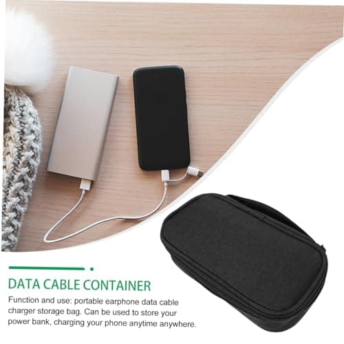 PAMINGONO Power Bank Pouch and USB Cable Organizer Case Zipper Made of Lightweight Wear-resistant Oxford Cloth, Portable Electronics Accessories Bag for Travel Charger and Data Cable Black — view 5