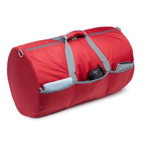 Amazon Essentials 25" (63.5cm) Large Foldable Nylon Duffel Bag for Travel/Storage with Zipped Pockets, 35 pounds (15.9 kg) Capacity, Red — view 5