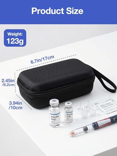 SUNMON Insulin Fridge Holder Storage Case, 1-10ml Peptide Vials Organizer Bag, Insulin Vials Travel Case, Shockproof Hard Shell Travel Storage Bag (10-Slot, Black) — view 6