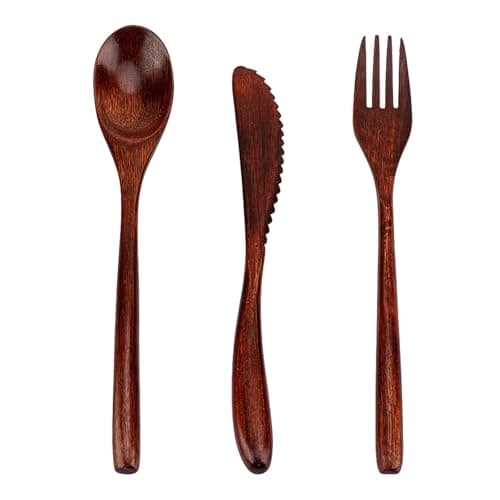 PureSphere 3Pcs Bamboo Travel Cutlery Set Reusable Portable for Camping Use