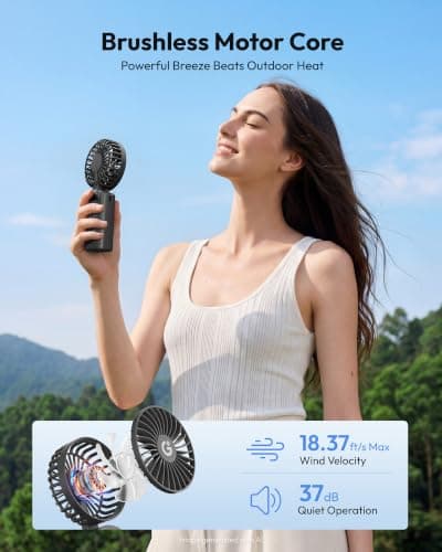 gaiatop Portable Handheld Fan Foldable, USB Rechargeable Small Hand Fan — view 2