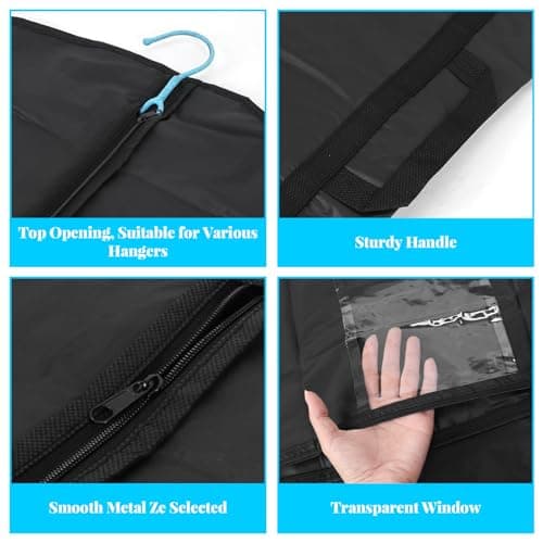 2 Pack Long Dress Bags Covers 60 x 180cm Black Dress Covers Garment Bags — view 4