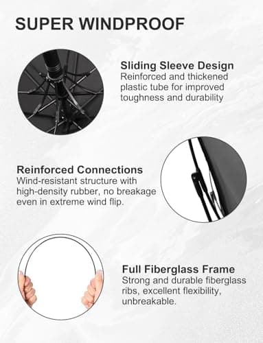 RusuiQinsan Windproof Strong, Stick Umbrella, Large Rainproof Golf Umbrellas with wind resistant, J Hook Handle for Men & Women(Brown) — view 4